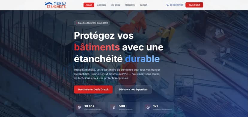 Site Imeraj Etanchéité réalisé par Webomax