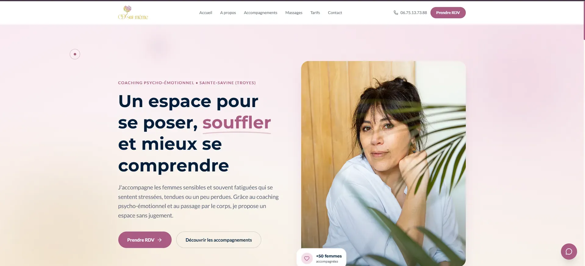 Site web coaching psycho-émotionnel et massages bien-être à Troyes - Webomax