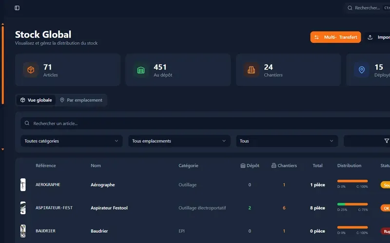 LacourStock, logiciel sur mesure réalisé par Webomax