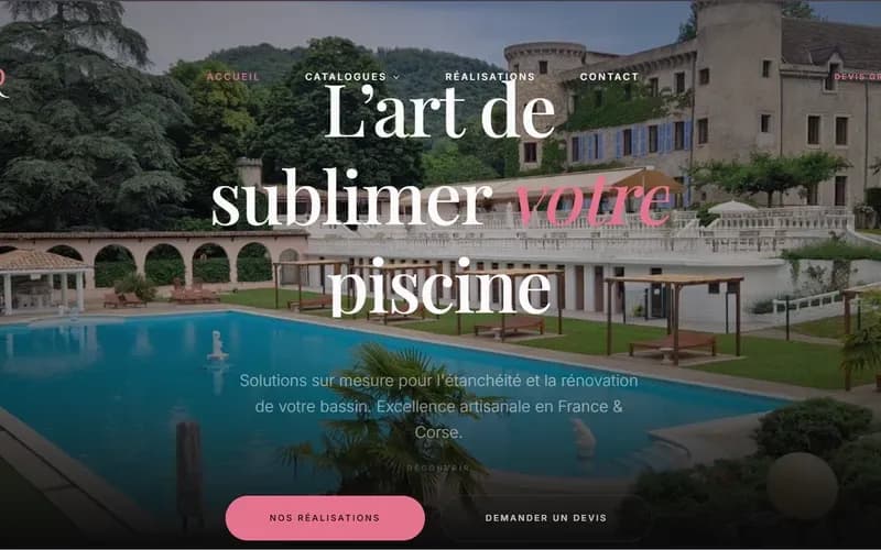 Site web spécialiste pose de membranes armées pour piscines en France - Webomax