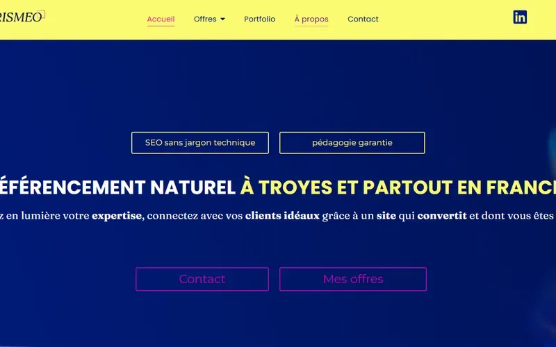 Page d'accueil du site PRISMEO Stratégie